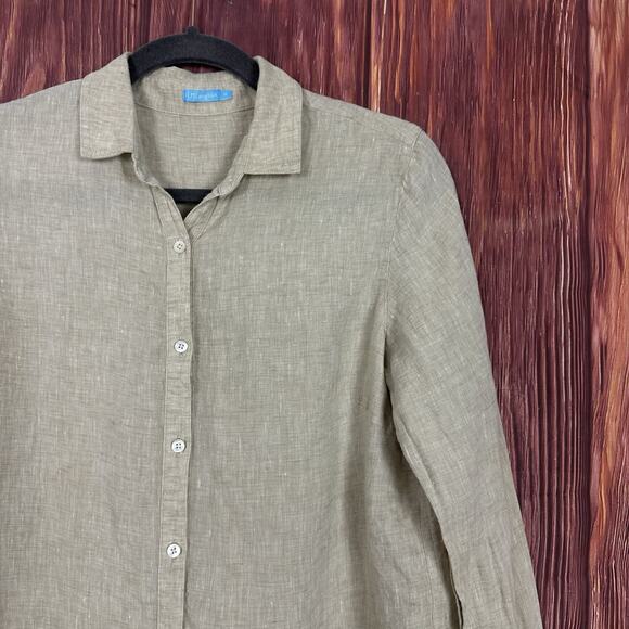 J MCLAUGHLIN Women’s 100% Linen Long Sleeve Button Up Shirt Beige Size MEDIUM - Picture 3 of 5